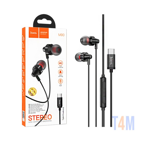 Hoco Universal Wired Earphones M90 Delight with Microphone Type-C 1.2m Black Shadow